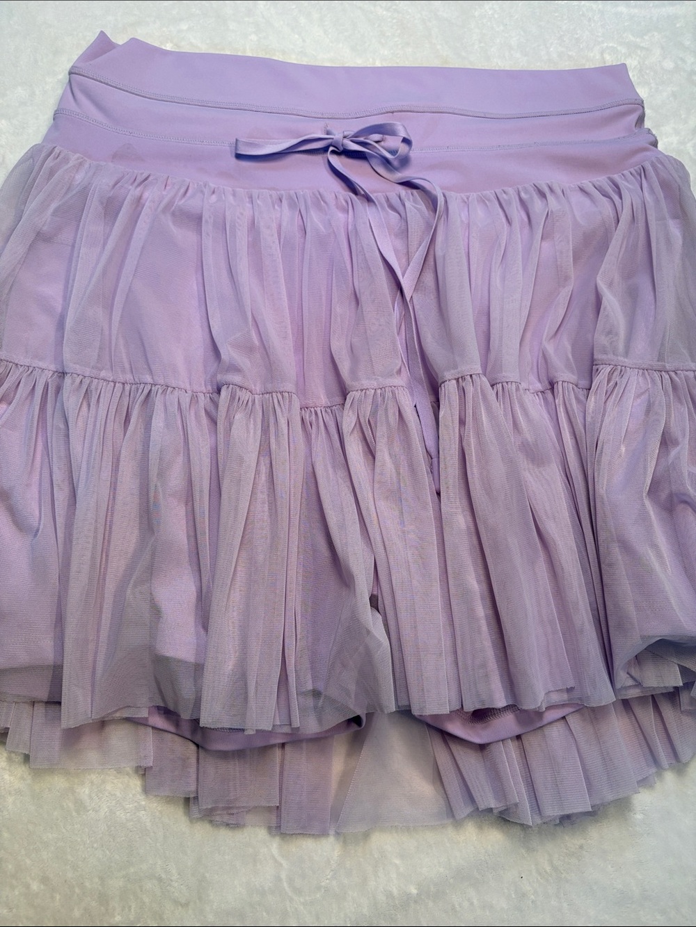 POPFLEX Lavender Tiered Tulle Skirt with Shorts Compression Tie Waist Pocket 2X